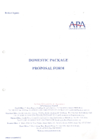 APA INSURANCE LTD – DOMESTIC PACKAGE INSURANCE PROPOSAL FORM